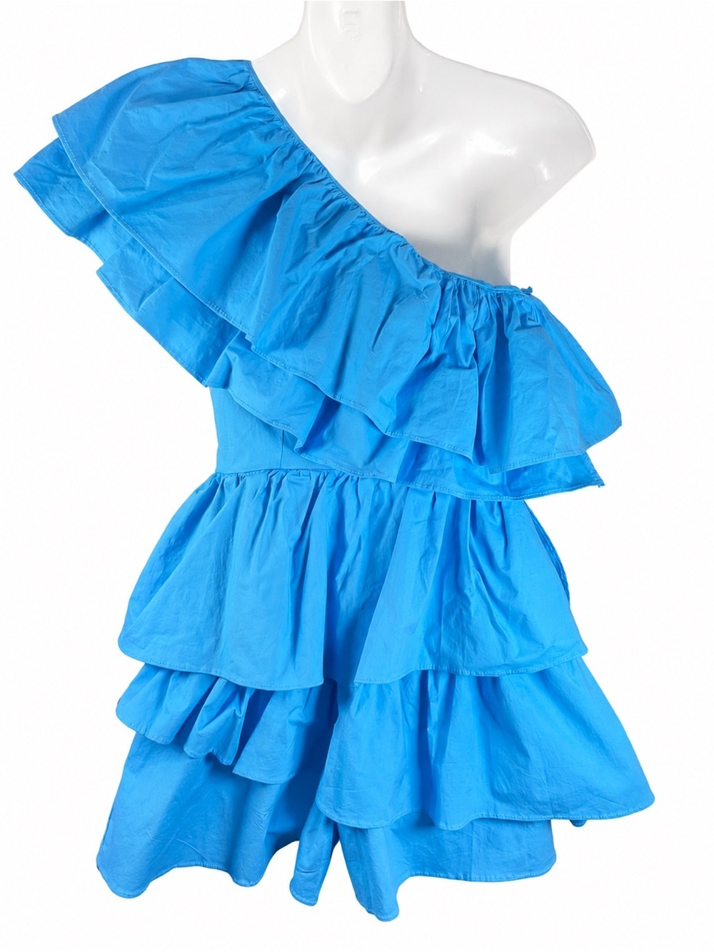 Do+Be One Shoulder Ruffle Romper In Ocean Blue Size Small NWT - Picture 4 of 9
